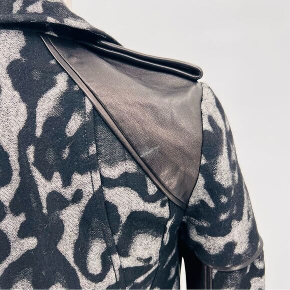 DVF Jacket Leather Moto Animal Print Black Size 2 - Picture 6 of 14